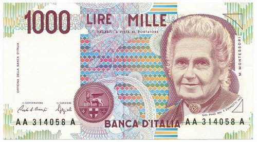 1000 lire maria - lire, montessori